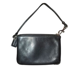 Y2K Vintage Coach Signature Black Small Wristlet Pouch Zipper